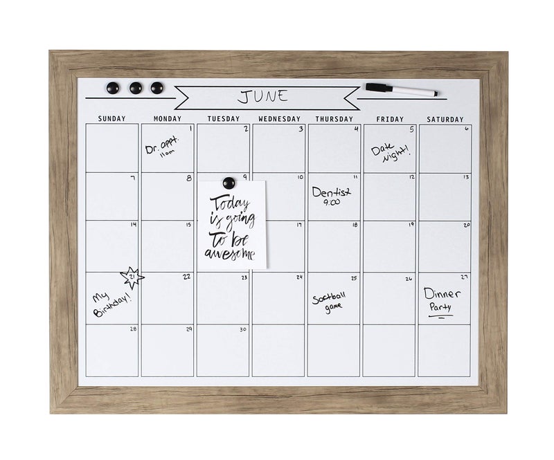 DesignOvation Beatrice Framed Magnetic Dry Erase Monthly Calendar, 23x29, Rustic Brown - Image 4